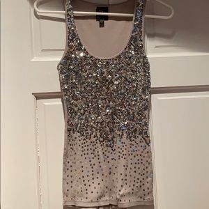 2b Bebe Silver Ombré Sequin Cami